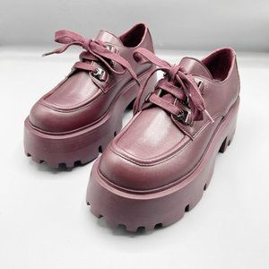 NEW without box Steve Madden Burgundy Leather Chunky Loafer Style Sneakers